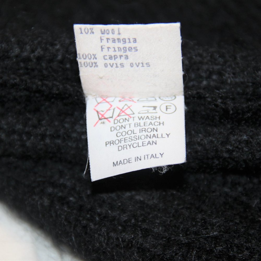FENDI Black Mohair Wool Blend Sweater Goat Hair Fringe Sleeves & Hem Size IT42 - Picture 7 of 8